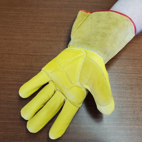 NEW!! BMI Cow Hide Long Cuff Work Gloves - Picture 4 of 5
